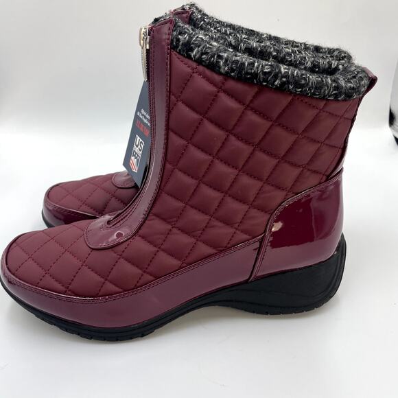 Khombu Megan Waterproof Front-Zip Winter Boots Burgundy 10 W Wide NEW NWT - Picture 3 of 7